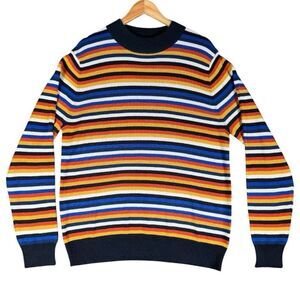 Paisley & Gray Sz XL Men's Black Wool Blend Fine Gauge Striped Sweater 90s Style